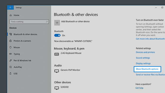 Laptop Bluetooth Settings