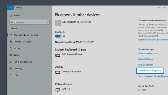 Laptop Bluetooth Settings