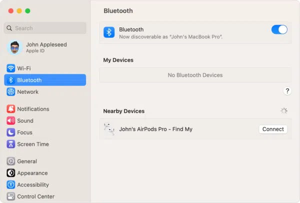 Mac Bluetooth Settings