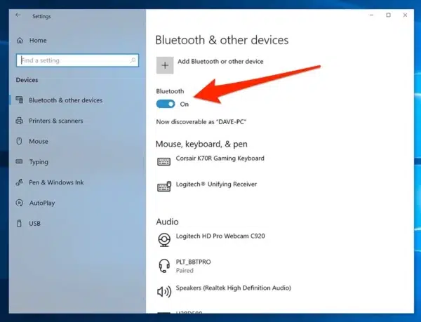 Windows Laptop Bluetooth Settings