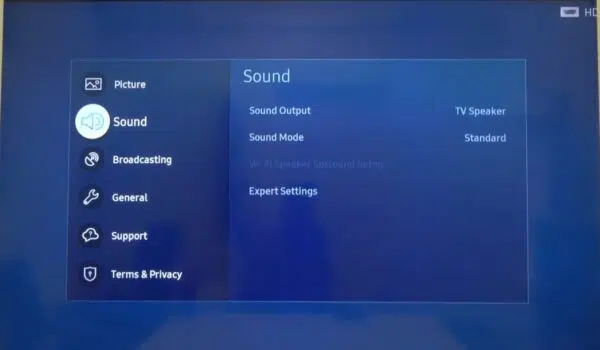 Samsung TV Sound Settings