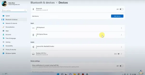Windows Bluetooth Settings